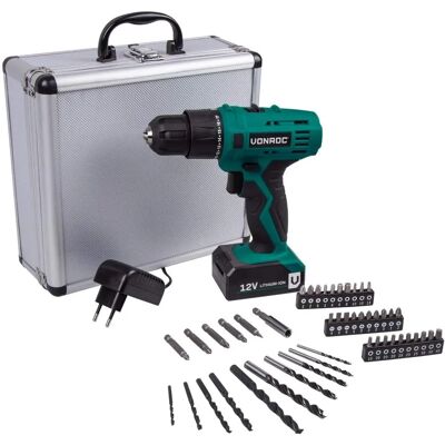 Taladro inalámbrico Vonroc - 12V Ion-Lition - 46 accesorios - Compacto y Ligero Taladro inalámbrico Vonroc - 12V Ion-Lition - 46 accesorios - Compacto y Ligero
