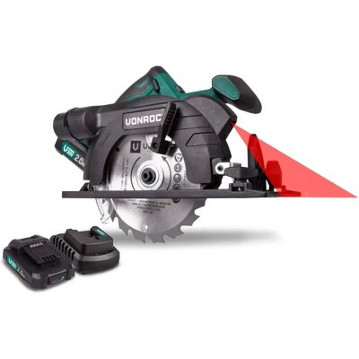 Sierra Circular VONROC VPower 20V - Juego Completo con 2 Baterías, Cargador Rápido, Hoja de 150mm, Guía Paralela y Bolsa Sierra Circular VONROC VPower 20V - Juego Completo con 2 Baterías, Cargador Rápido, Hoja de 150mm, Guía Paralela y Bolsa