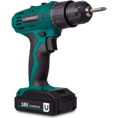 Taladro inalámbrico VONROC 16V - 23Nm, 2 velocidades, Batería 1.5Ah Taladro inalámbrico VONROC 16V - 23Nm, 2 velocidades, Batería 1.5Ah
