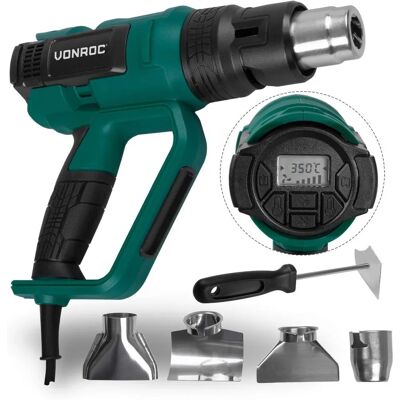 Pistolet à air chaud VONROC - 2000W, LCD, 60 réglages de température - Publicité Pistolet à air chaud VONROC - 2000W, LCD, 60 réglages de température - Publicité