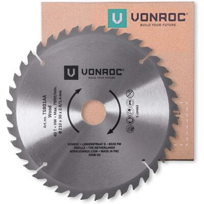 VONROC 210x30mm Universale Sägeblatt - 40 Zähne für Holz VONROC 210x30mm Universale Sägeblatt - 40 Zähne für Holz