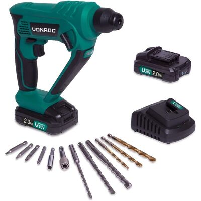 VONROC Bohrhammer - 20V - 3-in-1 - SDS-plus - 2 Akkus 2.0Ah VONROC Bohrhammer - 20V - 3-in-1 - SDS-plus - 2 Akkus 2.0Ah