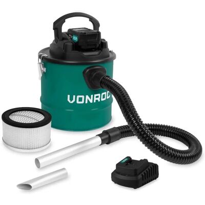 VONROC Kabelloser Aschesauger VPower 20V - 12L Tank - HEPA-Filter - Inklusive 4,0 Ah Batterie und Schnellladegerät VONROC Kabelloser Aschesauger VPower 20V - 12L Tank - HEPA-Filter - Inklusive 4,0 Ah Batterie und Schnellladegerät