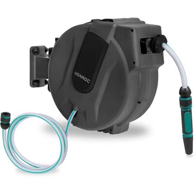 VONROC Enrollador de Manguera - Negro - 25m, Automático, Montaje en Pared VONROC Enrollador de Manguera - Negro - 25m, Automático, Montaje en Pared