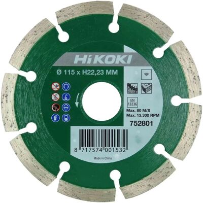 Hikoki 752801 - Disco Diamante 115x22,2x7 mm Segmentato Uso Generale Hikoki 752801 - Disco Diamante 115x22,2x7 mm Segmentato Uso Generale