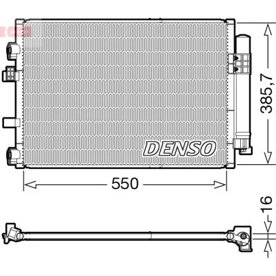 DENSO DCN10044 Luftkondisjonering Kondensator - OEM, Tørker, R134a DENSO DCN10044 Luftkondisjonering Kondensator - OEM, Tørker, R134a