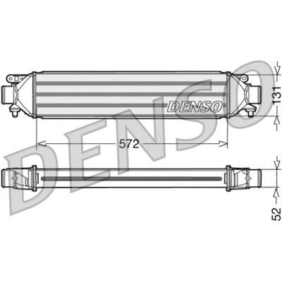 DENSO DIT09107 Aluminium Intercooler - 572x130x52 - Luft/Luft, Wasser/Luft, Alfa Romeo, Fiat, Lancia, Abarth DENSO DIT09107 Aluminium Intercooler - 572x130x52 - Luft/Luft, Wasser/Luft, Alfa Romeo, Fiat, Lancia, Abarth