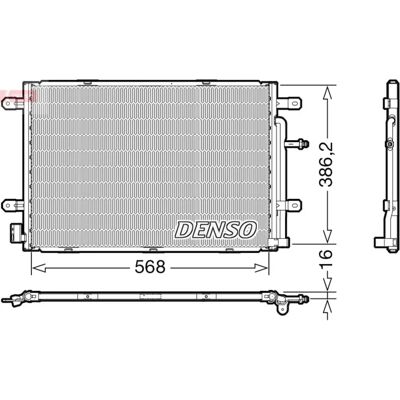 DENSO Klimakondensator uden tørretumbler - 568x386.2x16mm DENSO Klimakondensator uden tørretumbler - 568x386.2x16mm
