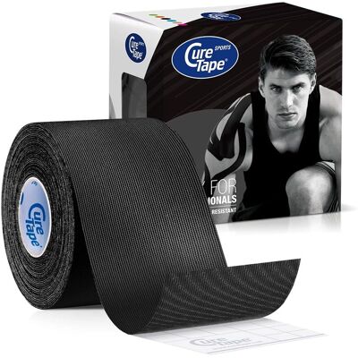 Cure Tape Bande de kinésiologie sportive noire - Bande de kinésiologie pour sport Cure Tape Bande de kinésiologie sportive noire - Bande de kinésiologie pour sport