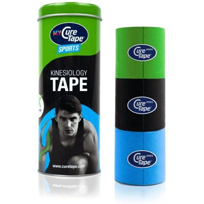Curetape Sports Lime/Negru/Albastru 3 Role - Bandă de Kinetoterapie Curetape Sports Lime/Negru/Albastru 3 Role - Bandă de Kinetoterapie