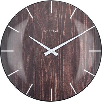 NeXtime Edge Wood Dome Quarzuhr - 35cm - Braun - Wanduhr NeXtime Edge Wood Dome Quarzuhr - 35cm - Braun - Wanduhr