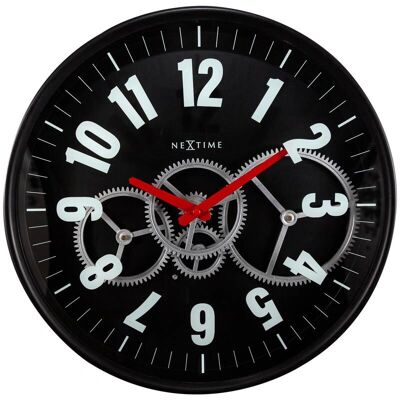 Orologio da Parete Moderno con Ingranaggi NeXtime Nero - Orologio da Parete Orologio da Parete Moderno con Ingranaggi NeXtime Nero - Orologio da Parete