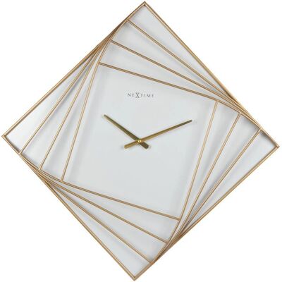 Nextime Gouden Vierkante Wandklok - Wandklok Nextime Gouden Vierkante Wandklok - Wandklok