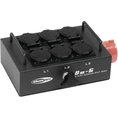 Showgear BO-6-PW Splitbox - 6 Schuko, 16A, Innengebrauch Showgear BO-6-PW Splitbox - 6 Schuko, 16A, Innengebrauch