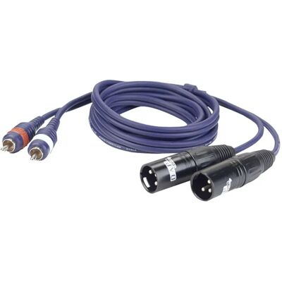 DAP Audio Stereo Kabel - 3m - 2x XLR mannelijk / 2x RCA - Donkerblauw - Audiokabel DAP Audio Stereo Kabel - 3m - 2x XLR mannelijk / 2x RCA - Donkerblauw - Audiokabel