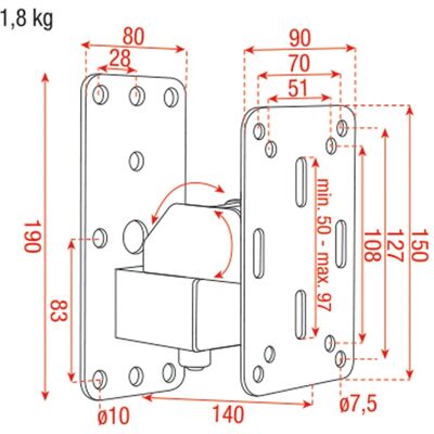 Showgear Kompakt Lautsprecher Wandhalterung - Unterstützt 25kg - Weiß Showgear Kompakt Lautsprecher Wandhalterung - Unterstützt 25kg - Weiß