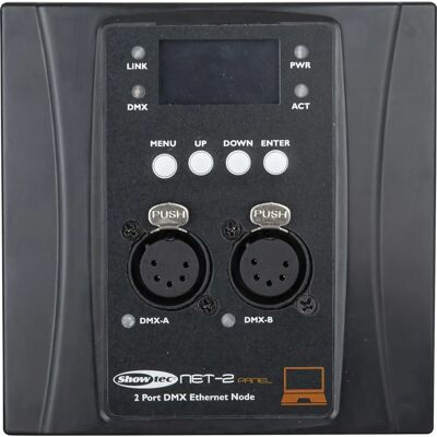 Showtec NET-2 DMX Konverter Wandpanel - 2 Universen - Schwarz Showtec NET-2 DMX Konverter Wandpanel - 2 Universen - Schwarz