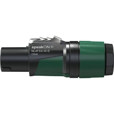 Neutrik NL4FXX-W-S 4-poliger Kabelstecker - Schwarz-Grünes Gehäuse - Kompakte Kabel - Lautsprecherverbinder Neutrik NL4FXX-W-S 4-poliger Kabelstecker - Schwarz-Grünes Gehäuse - Kompakte Kabel - Lautsprecherverbinder