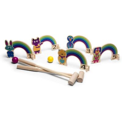 BS Toys Tebow Set di Croquet in Legno - Colori dell'Arcobaleno per Bambini BS Toys Tebow Set di Croquet in Legno - Colori dell'Arcobaleno per Bambini
