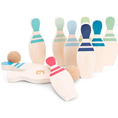 Set de bolos de madera BS Toys - Multicolor, 12 piezas - Juego infantil Set de bolos de madera BS Toys - Multicolor, 12 piezas - Juego infantil