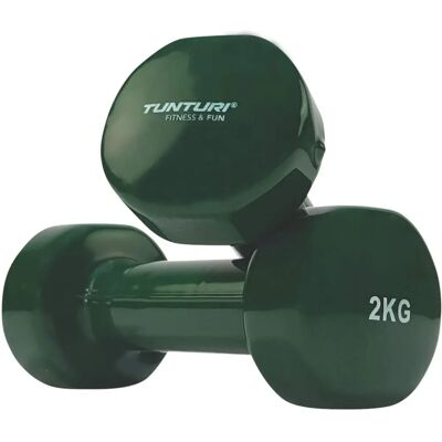 Mancuernas de vinilo verdes Tunturi 2 kg par - Pesas Mancuernas de vinilo verdes Tunturi 2 kg par - Pesas