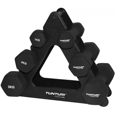 Tunturi Vastgewicht Dumbbell Set met Standaard - 6 stuks Tunturi Vastgewicht Dumbbell Set met Standaard - 6 stuks