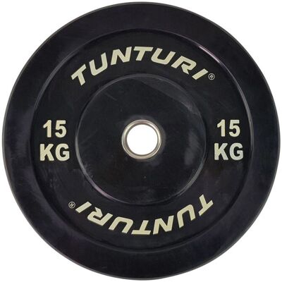 Tunturi Black 15kg Bumper Plate - Fitness Equipment Tunturi Black 15kg Bumper Plate - Fitness Equipment