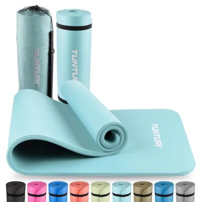 Tunturi Azul Claro de NBR Tapete de Yoga com Bolsa - Tapete de Fitness Extra Grosso e Macio Tunturi Azul Claro de NBR Tapete de Yoga com Bolsa - Tapete de Fitness Extra Grosso e Macio