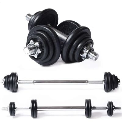 Tunturi - Halter & Kurzhantel-Set 20 kg - 12 Langhantelgewichte - 8 Kurzhantelgewichte - Kraftset Tunturi - Halter & Kurzhantel-Set 20 kg - 12 Langhantelgewichte - 8 Kurzhantelgewichte - Kraftset