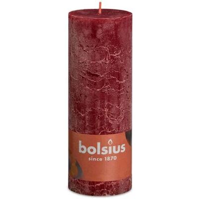 Bolsius - Rustiko Shine - Rosso velluto - 80/68 - Candle Bolsius - Rustiko Shine - Rosso velluto - 80/68 - Candle