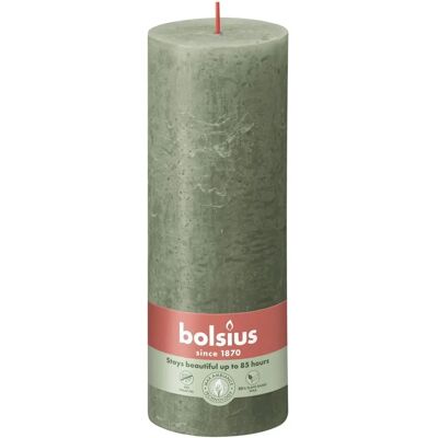 BOLSIUS Rustikale Olive Green Stumpenkerze - 19cm - 85h BOLSIUS Rustikale Olive Green Stumpenkerze - 19cm - 85h