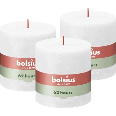 VidaXL Bolsius Rustykalne świeczki w słupku 3 szt. 100x100 mm Chmura Biała - Świeca w słupku VidaXL Bolsius Rustykalne świeczki w słupku 3 szt. 100x100 mm Chmura Biała - Świeca w słupku
