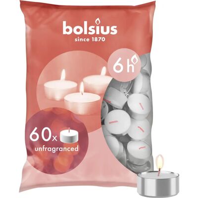 BOLSIUS D-light Lumini - 60 pezzi - Inodore - Durata: fino a 6 ore - Cera vegana - Senza olio di palma - Candele BOLSIUS D-light Lumini - 60 pezzi - Inodore - Durata: fino a 6 ore - Cera vegana - Senza olio di palma - Candele