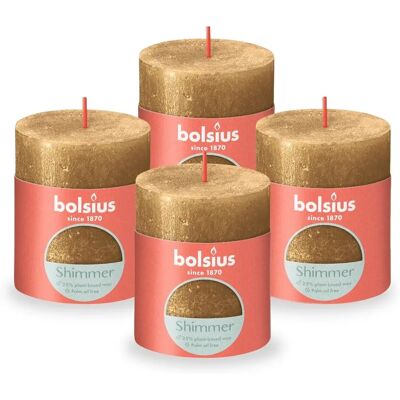 Złote świece pilasterowe Bolsius - 4 szt - 35h - Kolekcja Shimmer Złote świece pilasterowe Bolsius - 4 szt - 35h - Kolekcja Shimmer