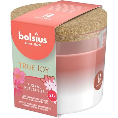 Bolsius - Duftglas mit Kork 66/83 True Joy Floral Blessings - Vegan & Palmöl-frei - Dekorations- & Atmosphärkerze Bolsius - Duftglas mit Kork 66/83 True Joy Floral Blessings - Vegan & Palmöl-frei - Dekorations- & Atmosphärkerze