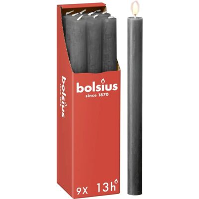 BOLSIUS Rustic Candles – anthracite – 9 pcs – 27x2.3cm – 13hr burn – unscented – natural soy wax – no oil BOLSIUS Rustic Candles – anthracite – 9 pcs – 27x2.3cm – 13hr burn – unscented – natural soy wax – no oil