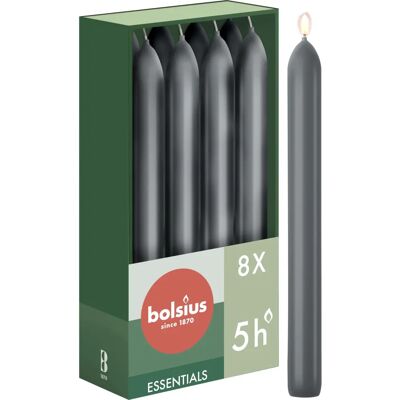 Bolsius - Affusolates 17 cm - Antracite - 8 pcs - Bougie Bolsius - Affusolates 17 cm - Antracite - 8 pcs - Bougie