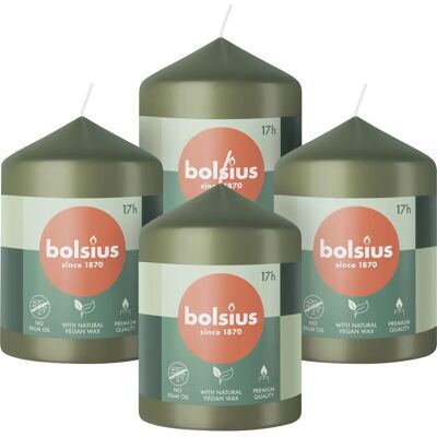 BOLSIUS - Świece - Zielone - Zestaw 4 sztuk - 17h czas palenia BOLSIUS - Świece - Zielone - Zestaw 4 sztuk - 17h czas palenia