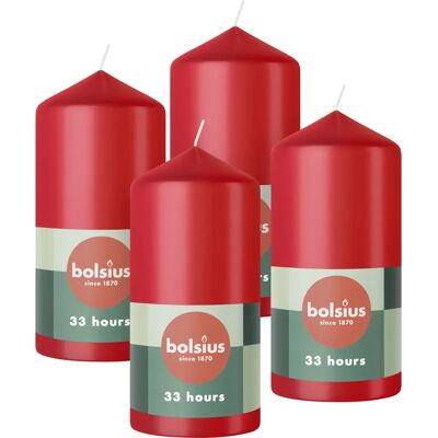 Bolsius - Bougie rouge - Lot de 4 - 12x6cm - 33h - Cire végétalienne - Sans parfum - Décoration intérieure - Publicité Bolsius - Bougie rouge - Lot de 4 - 12x6cm - 33h - Cire végétalienne - Sans parfum - Décoration intérieure - Publicité