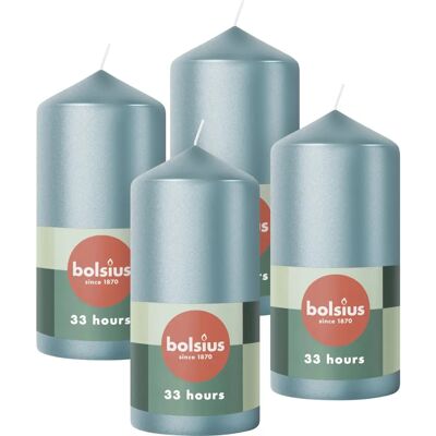 BOLSIUS - Bougie à pilier, bleu métallisé, lot de 4, 12 x 6 cm - Bougie - Publicité BOLSIUS - Bougie à pilier, bleu métallisé, lot de 4, 12 x 6 cm - Bougie - Publicité