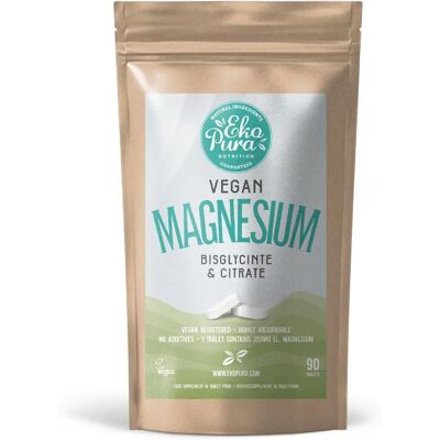 Ekopura Magnesio Vegano - Bisglicinato y Citrato - 90 Tabletas Ekopura Magnesio Vegano - Bisglicinato y Citrato - 90 Tabletas