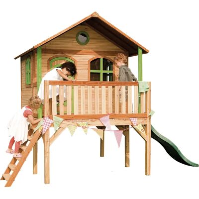 Maison de jeu Sophie d'AXI - Maison en bois avec toboggan - Publicité Maison de jeu Sophie d'AXI - Maison en bois avec toboggan - Publicité