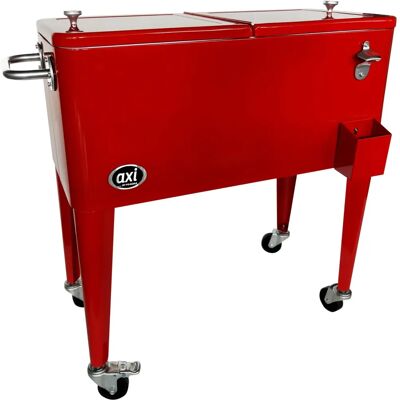 Axi Enfriador de bebidas portátil - 76L, Rojo, Ruedas, Diseño retro Axi Enfriador de bebidas portátil - 76L, Rojo, Ruedas, Diseño retro