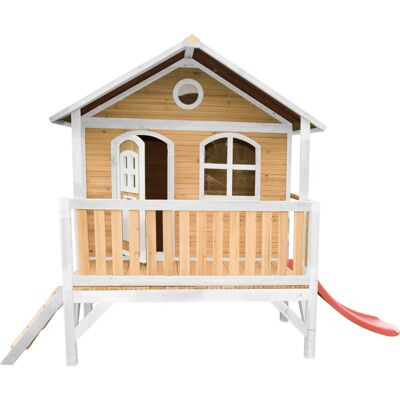 AXI Classic Stef Spielhaus Braun/weiß - Rutsche rot - Spielhaus AXI Classic Stef Spielhaus Braun/weiß - Rutsche rot - Spielhaus