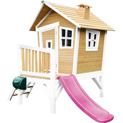 Casa de juegos Robin AXI marrón/blanco - tobogán rosa Casa de juegos Robin AXI marrón/blanco - tobogán rosa