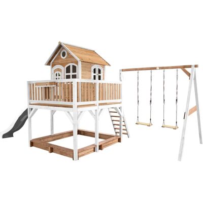 AXI Classic Liam Spielhaus mit Doppel-Schaukeln - Braun/weiß - Spielhaus AXI Classic Liam Spielhaus mit Doppel-Schaukeln - Braun/weiß - Spielhaus