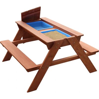 Sunny Dave Bruine Picknicktafel met zand- en waterspel Sunny Dave Bruine Picknicktafel met zand- en waterspel