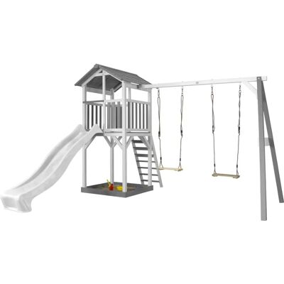 AXI Strandturm mit Doppel-Schaukel - Spielturm Grau/Weiß AXI Strandturm mit Doppel-Schaukel - Spielturm Grau/Weiß