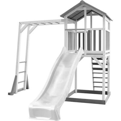 AXI Strandturm mit Klettergerüst Grau/Weiß - Weiße Rutsche AXI Strandturm mit Klettergerüst Grau/Weiß - Weiße Rutsche
