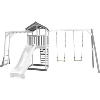 AXI Beach Tower mit Klettergerüst und Doppel-Schaukel - Spielturm AXI Beach Tower mit Klettergerüst und Doppel-Schaukel - Spielturm